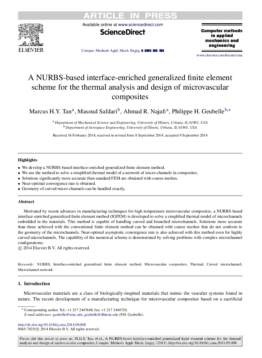 A NURBS-based interface-enriched generalized finite element scheme for the thermal analysis and design of microvascular composites