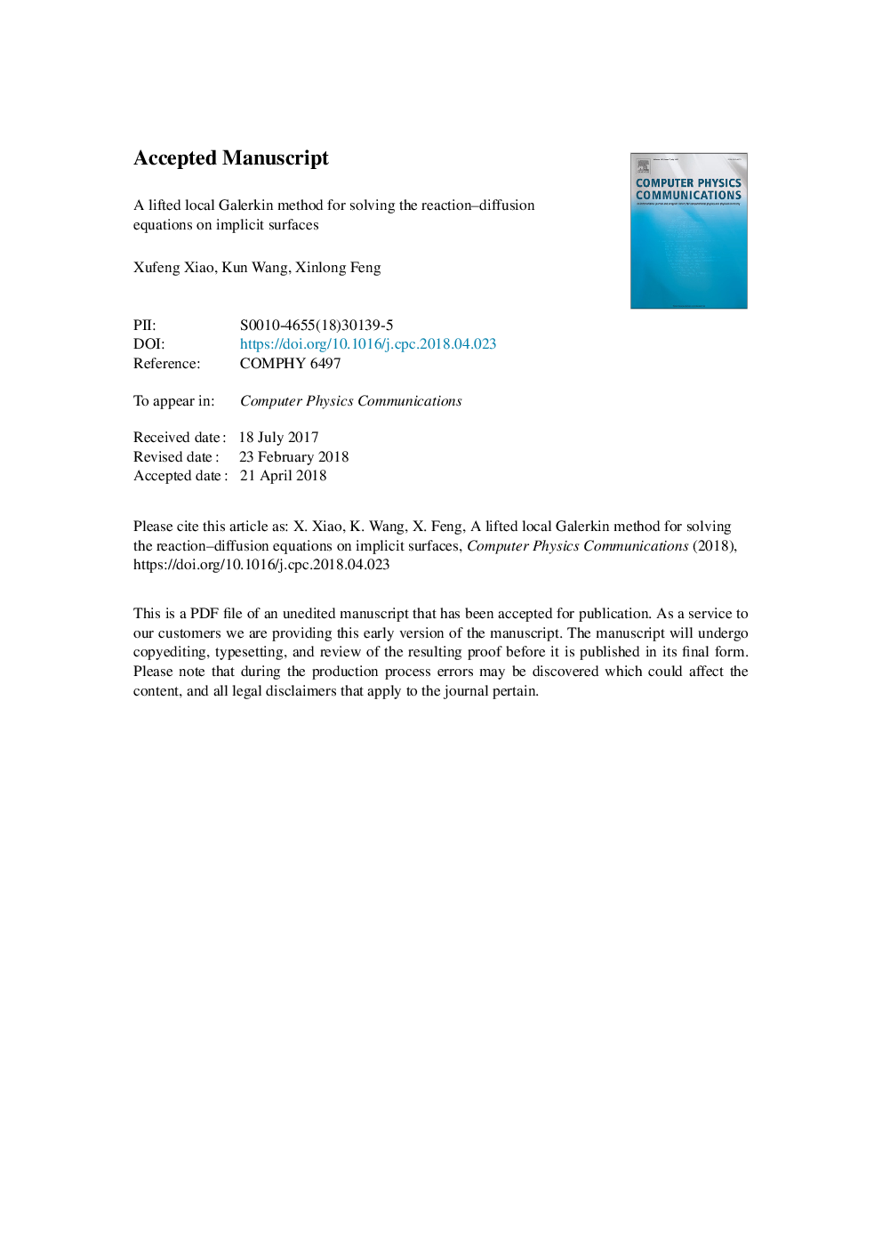 A lifted local Galerkin method for solving the reaction-diffusion equations on implicit surfaces