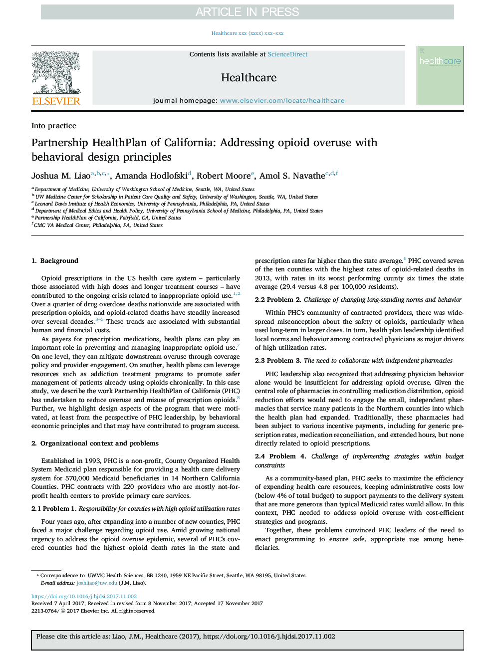 Partnership HealthPlan of California: Addressing opioid overuse with behavioral design principles