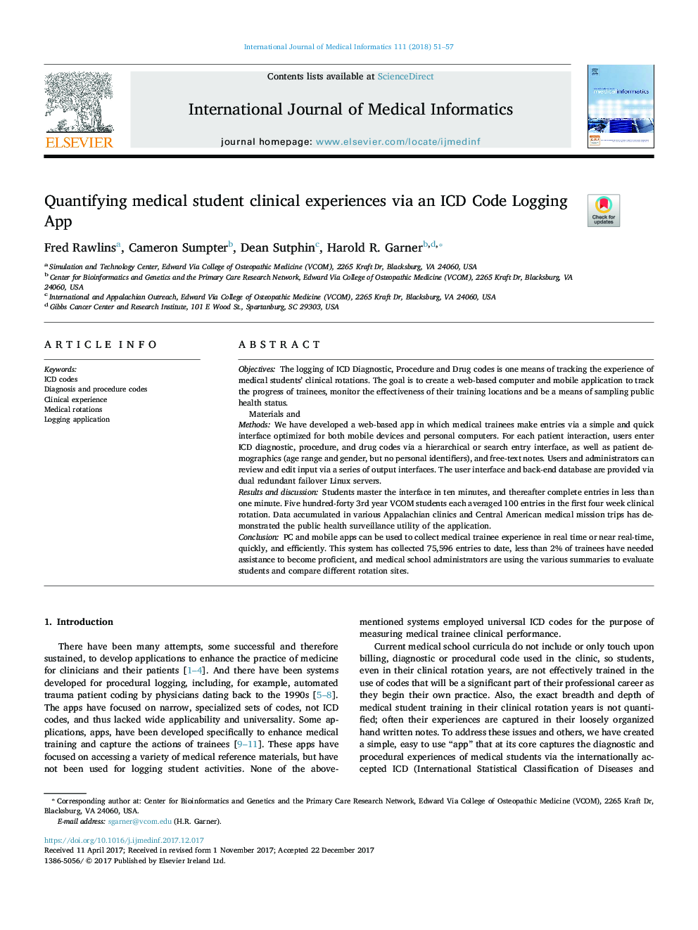 Quantifying medical student clinical experiences via an ICD Code Logging App