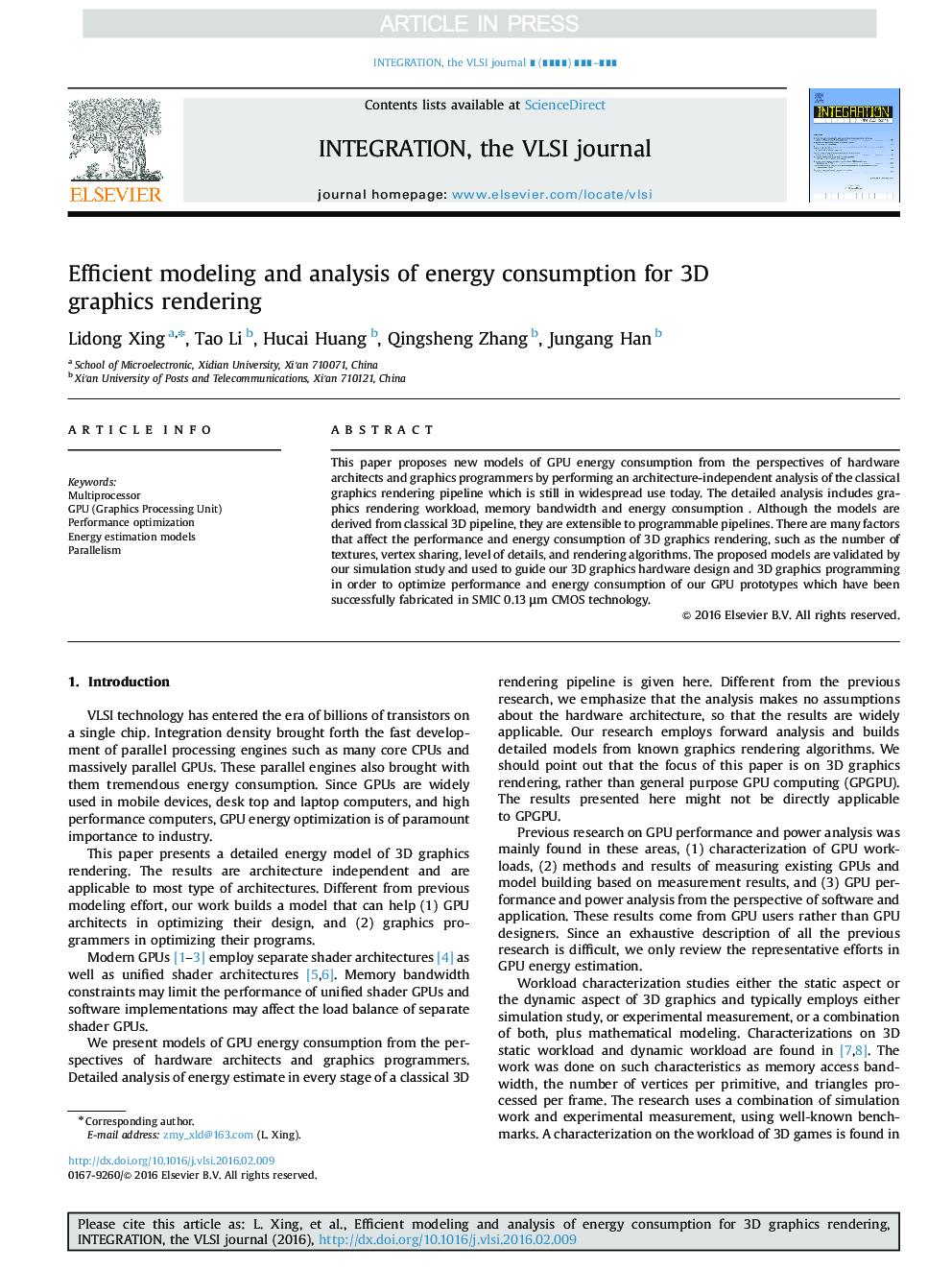 Efficient modeling and analysis of energy consumption for 3D graphics rendering