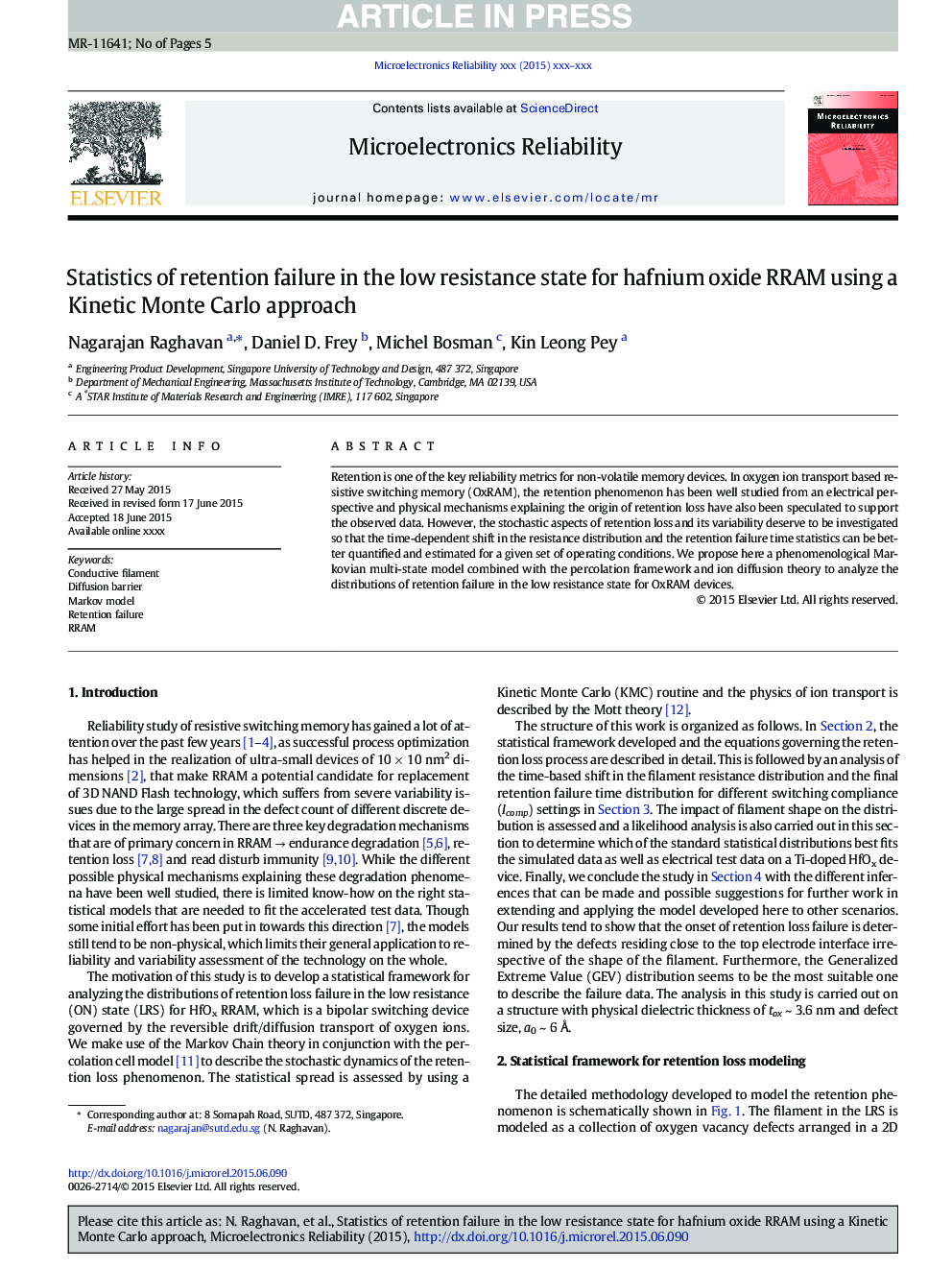 Statistics of retention failure in the low resistance state for hafnium oxide RRAM using a Kinetic Monte Carlo approach