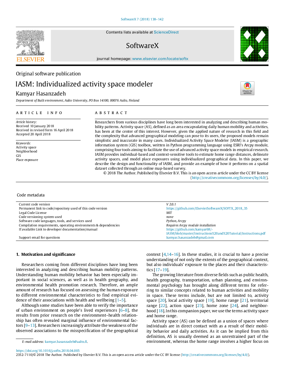 IASM: Individualized activity space modeler