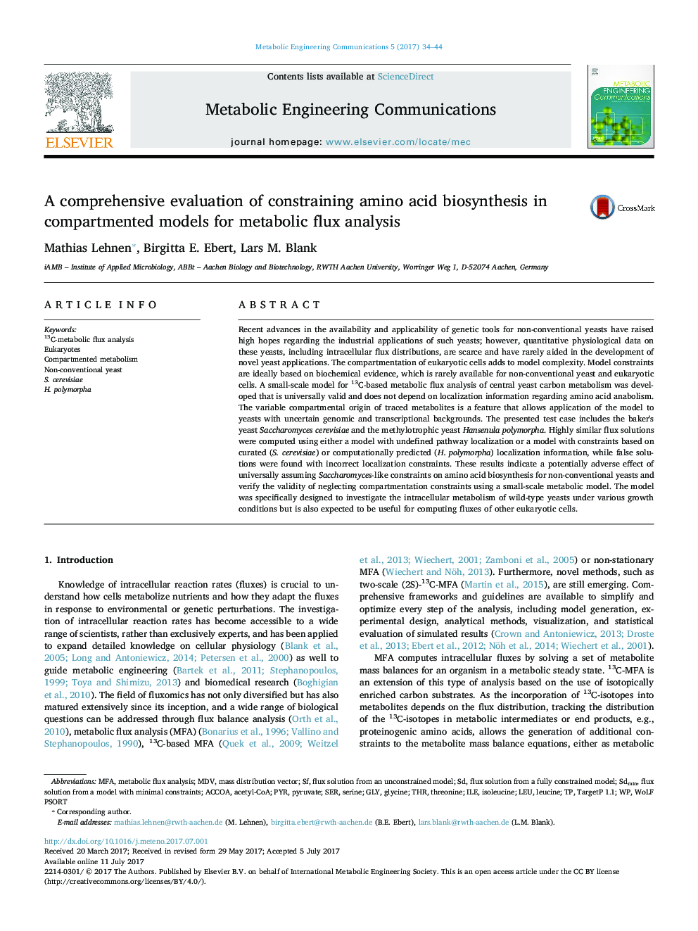 ارزیابی جامع از محدودیت بیوسنتز آمینو اسید در مدل های تقسیم شده برای تجزیه و تحلیل شار متابولیک 