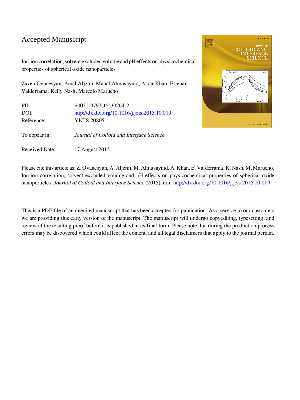 Ion-ion correlation, solvent excluded volume and pH effects on physicochemical properties of spherical oxide nanoparticles