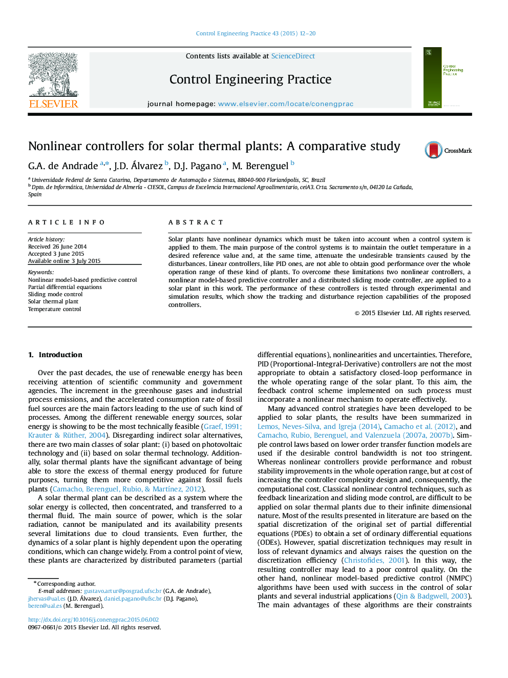 کنترل های غیر خطی برای گیاهان خورشیدی: یک مطالعه مقایسه ای 