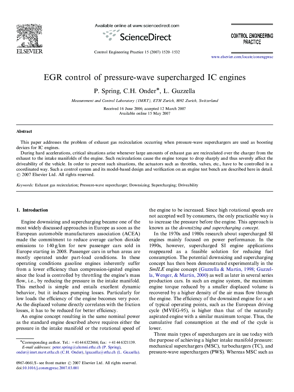 EGR control of pressure-wave supercharged IC engines