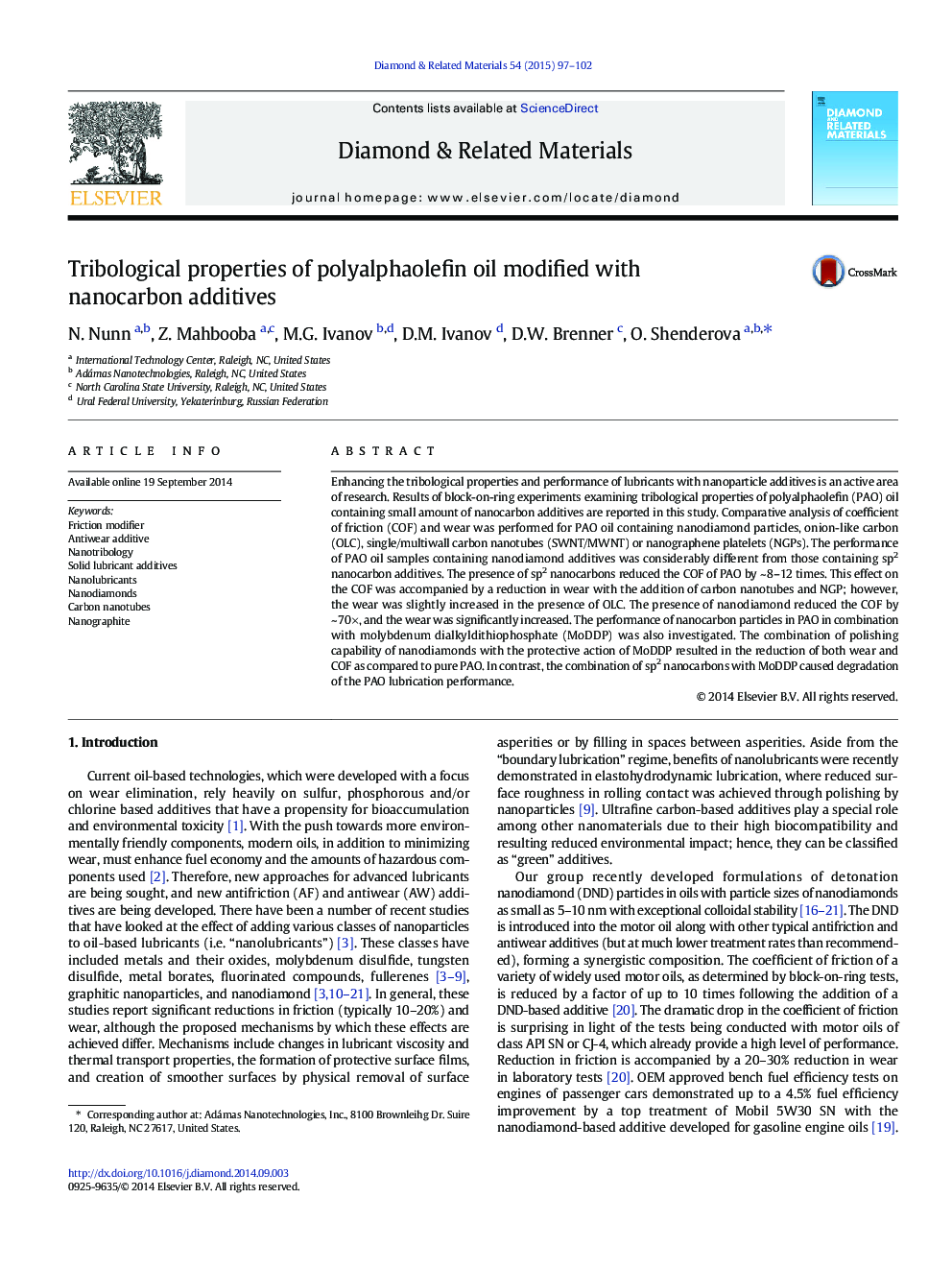 Tribological properties of polyalphaolefin oil modified with nanocarbon additives