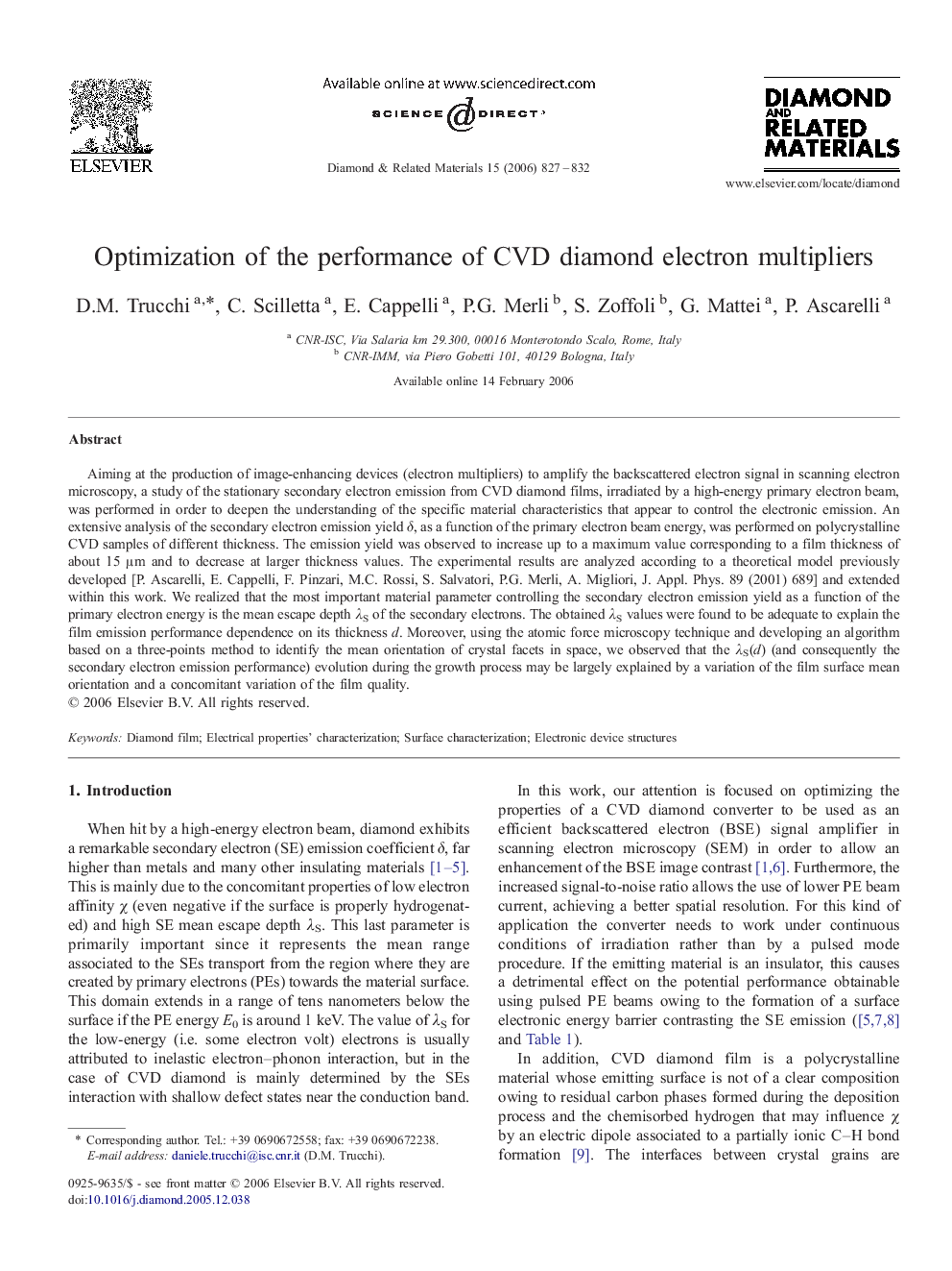 Optimization of the performance of CVD diamond electron multipliers