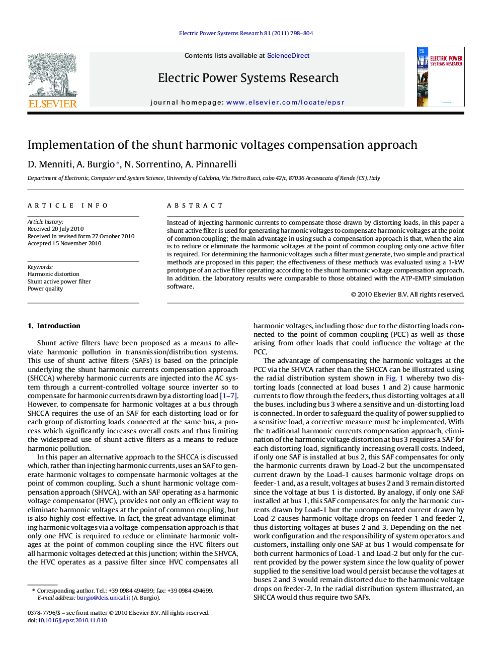 Implementation of the shunt harmonic voltages compensation approach