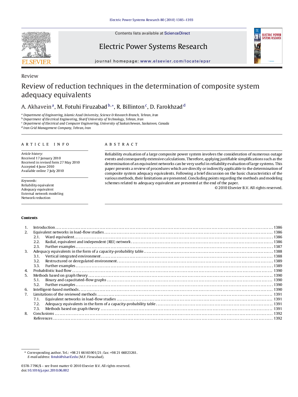 Review of reduction techniques in the determination of composite system adequacy equivalents