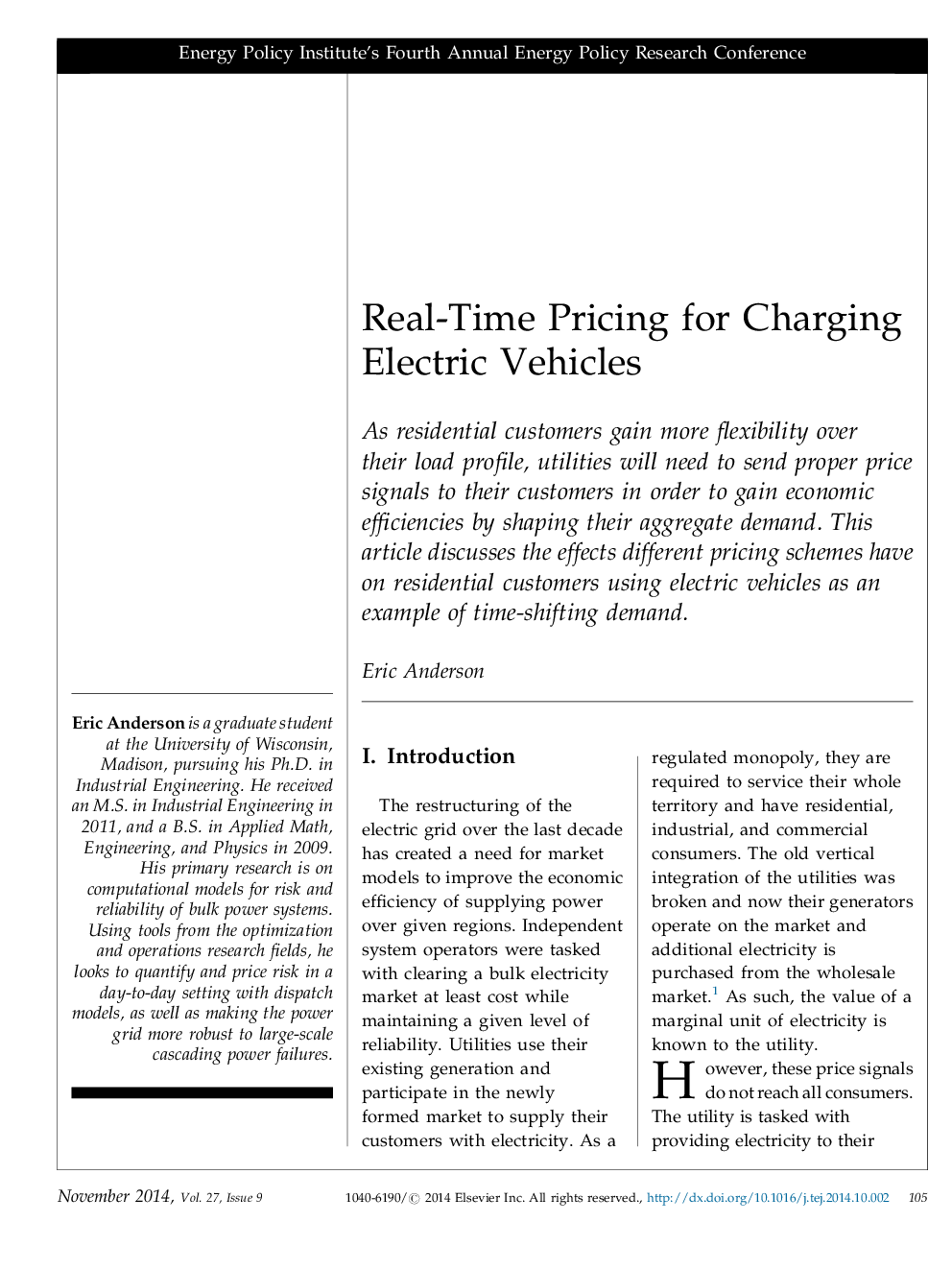قیمت گذاری در زمان واقعی برای وسایل نقلیه الکتریکی شارژ 