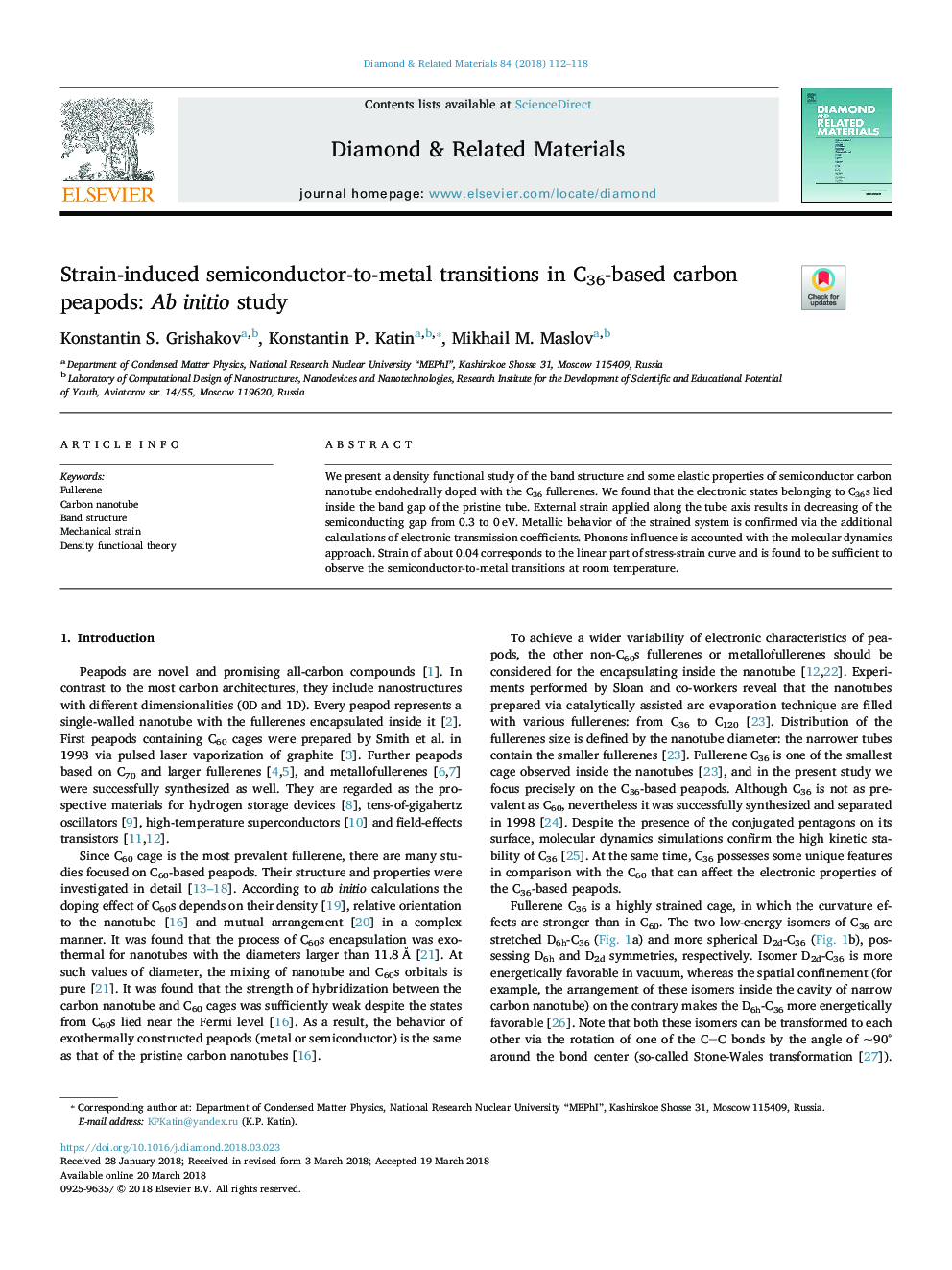 Strain-induced semiconductor-to-metal transitions in C36-based carbon peapods: Ab initio study