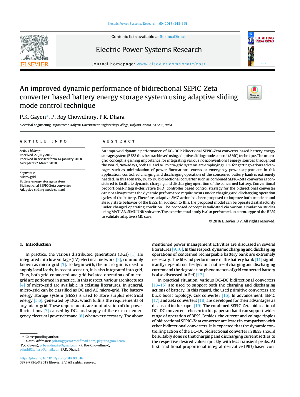 An improved dynamic performance of bidirectional SEPIC-Zeta converter based battery energy storage system using adaptive sliding mode control technique