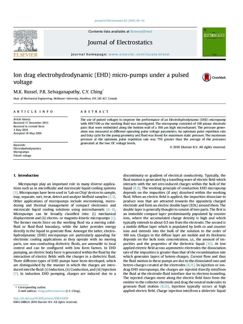 Ion drag electrohydrodynamic (EHD) micro-pumps under a pulsed voltage