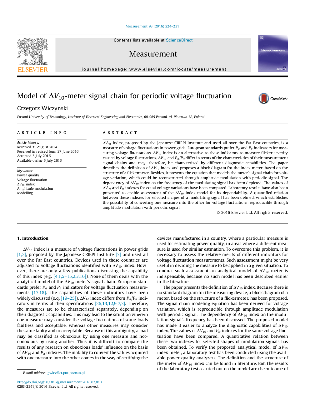 Model of ÎV10-meter signal chain for periodic voltage fluctuation