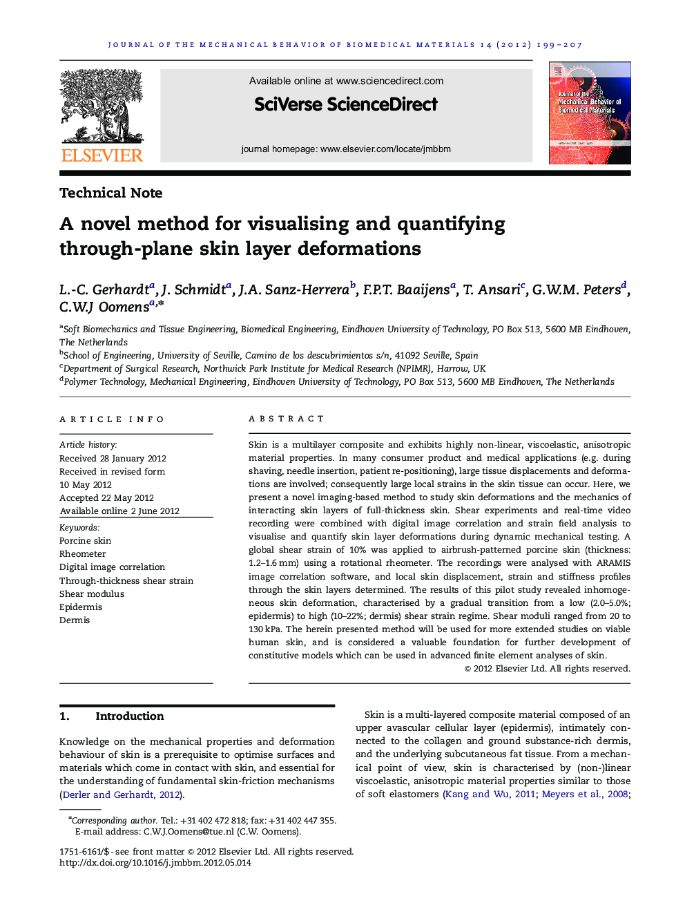 A novel method for visualising and quantifying through-plane skin layer deformations