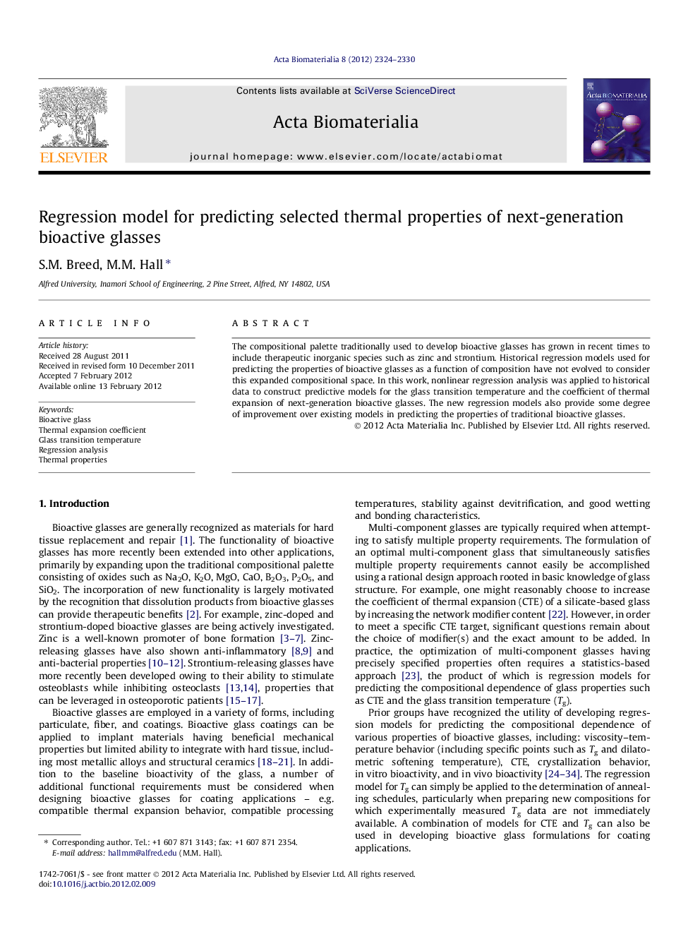 Regression model for predicting selected thermal properties of next-generation bioactive glasses