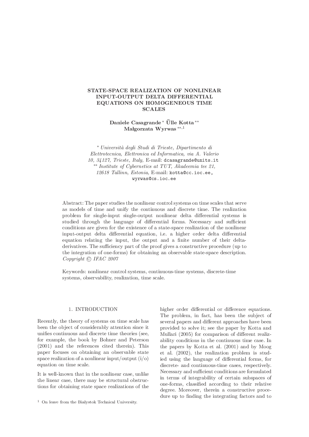 STATE-SPACE REALIZATION OF NONLINEAR INPUT-OUTPUT DELTA DIFFERENTIAL EQUATIONS ON HOMOGENEOUS TIME SCALES