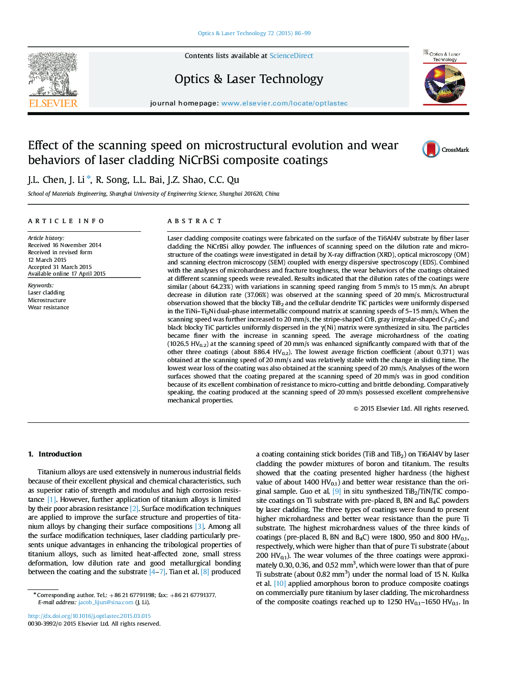 Effect of the scanning speed on microstructural evolution and wear behaviors of laser cladding NiCrBSi composite coatings