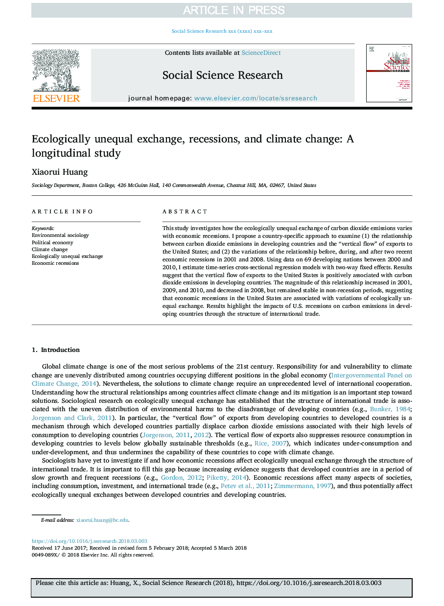 تبادل محیطی نابرابر، رکود و تغییرات آب و هوایی: یک مطالعه طولی 