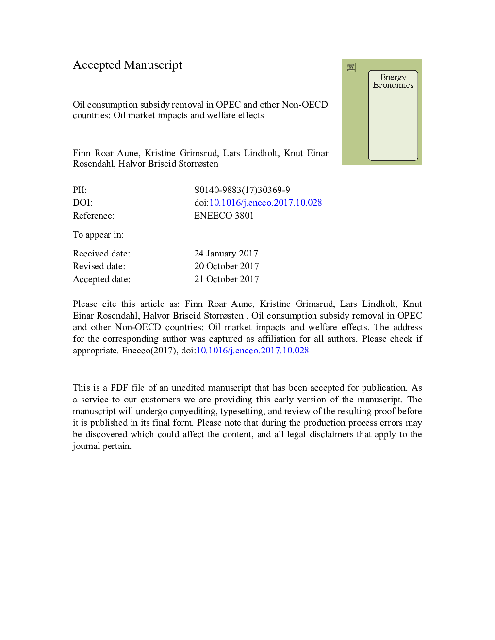 Oil consumption subsidy removal in OPEC and other Non-OECD countries: Oil market impacts and welfare effects