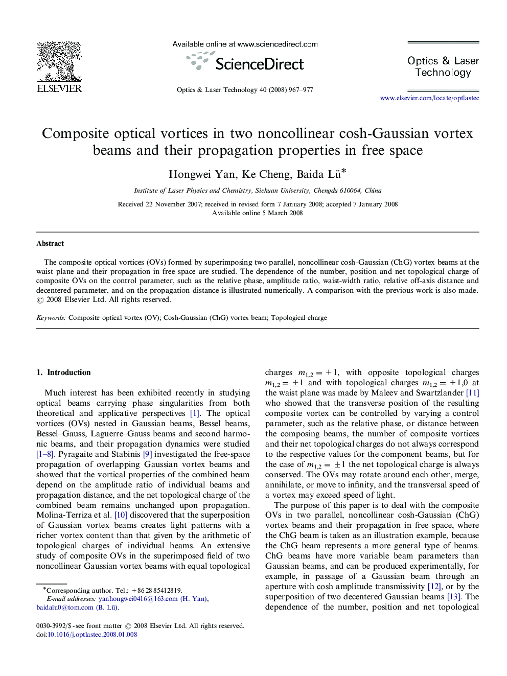 Composite optical vortices in two noncollinear cosh-Gaussian vortex beams and their propagation properties in free space