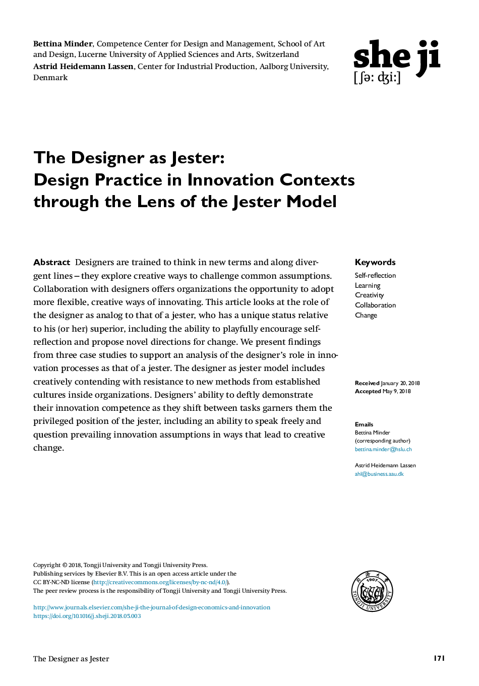 The Designer as Jester: Design Practice in Innovation Contexts through the Lens of the Jester Model