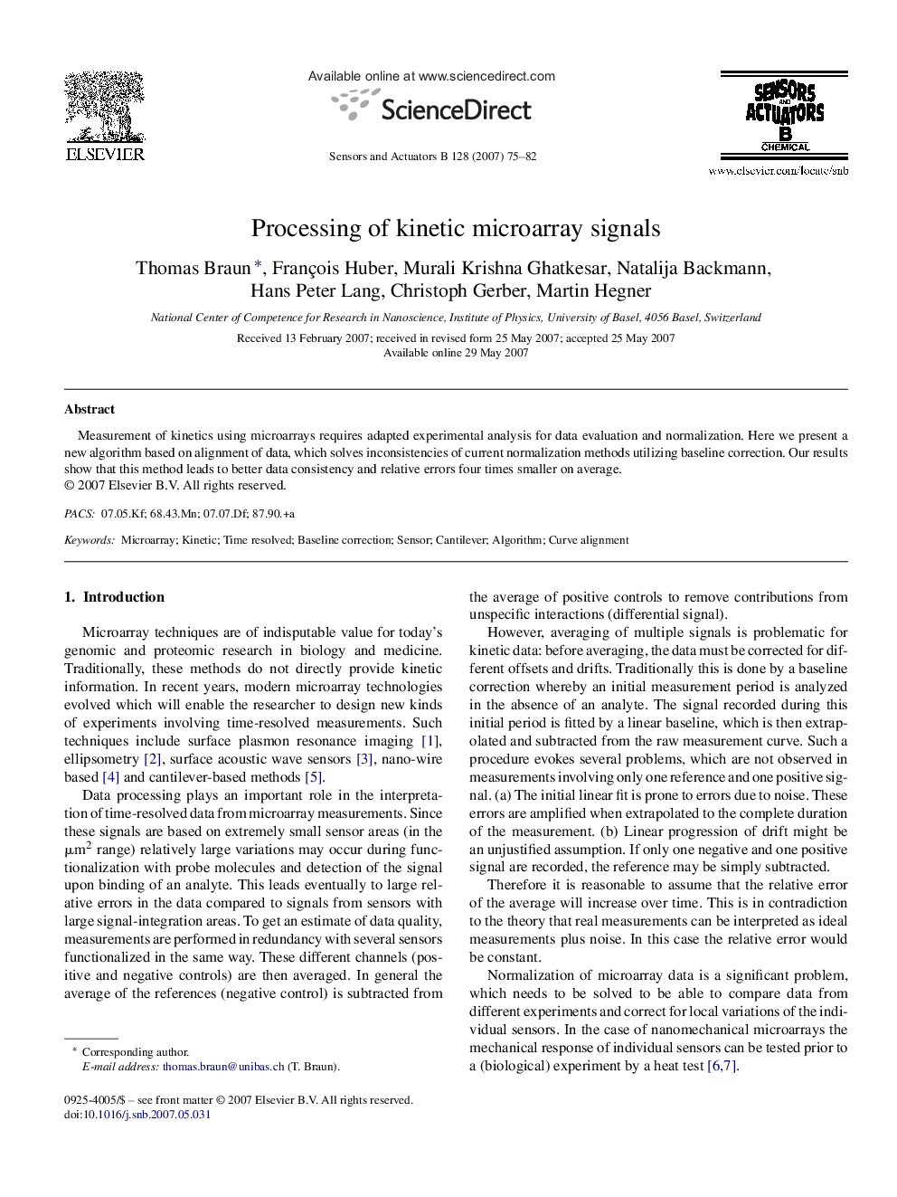 Processing of kinetic microarray signals