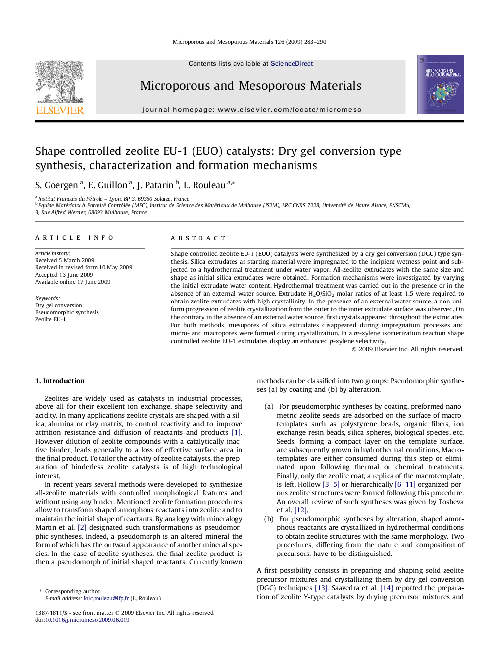 Shape controlled zeolite EU-1 (EUO) catalysts: Dry gel conversion type synthesis, characterization and formation mechanisms