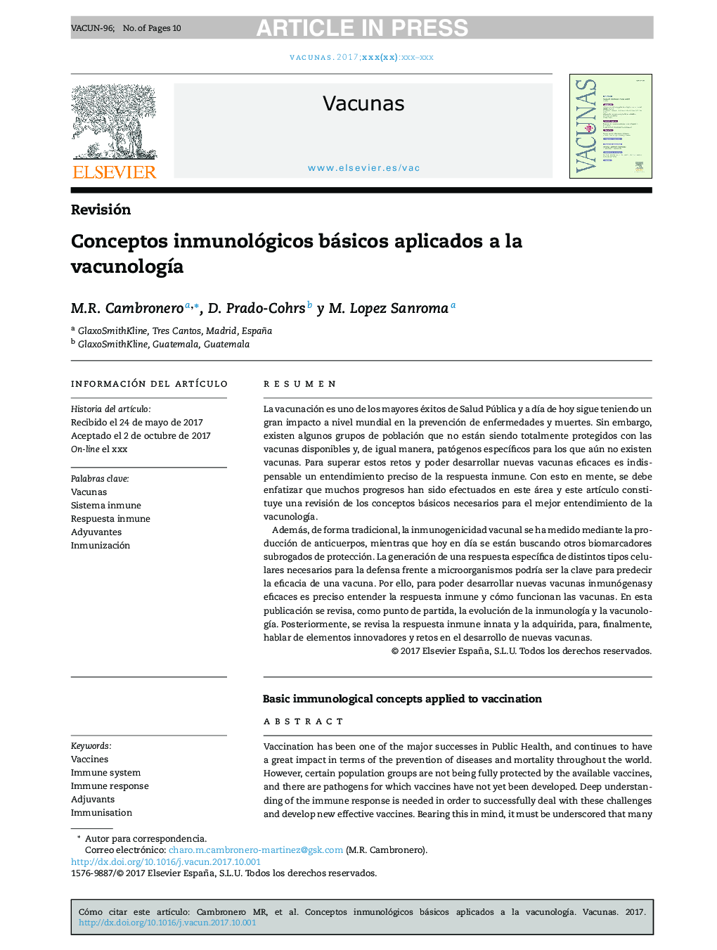 Conceptos inmunológicos básicos aplicados a la vacunologÃ­a