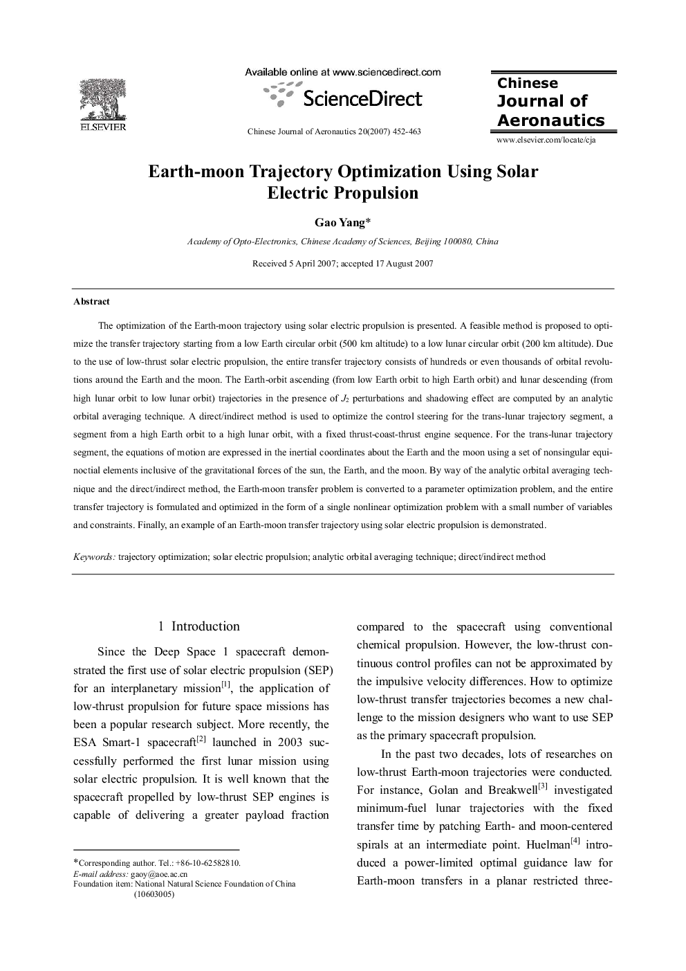 Earth-moon Trajectory Optimization Using Solar Electric Propulsion 