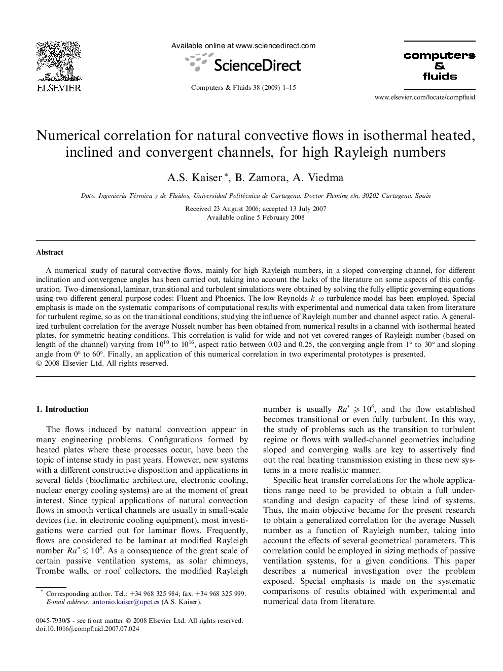 Numerical correlation for natural convective flows in isothermal heated, inclined and convergent channels, for high Rayleigh numbers