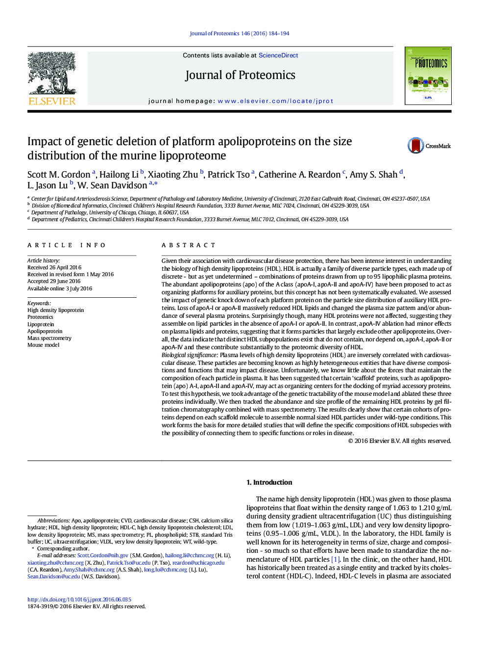 اثر حذف ژنتیکی آپولیپوپروتئین های پلت فرم بر توزیع اندازه پروتئین های چربی 