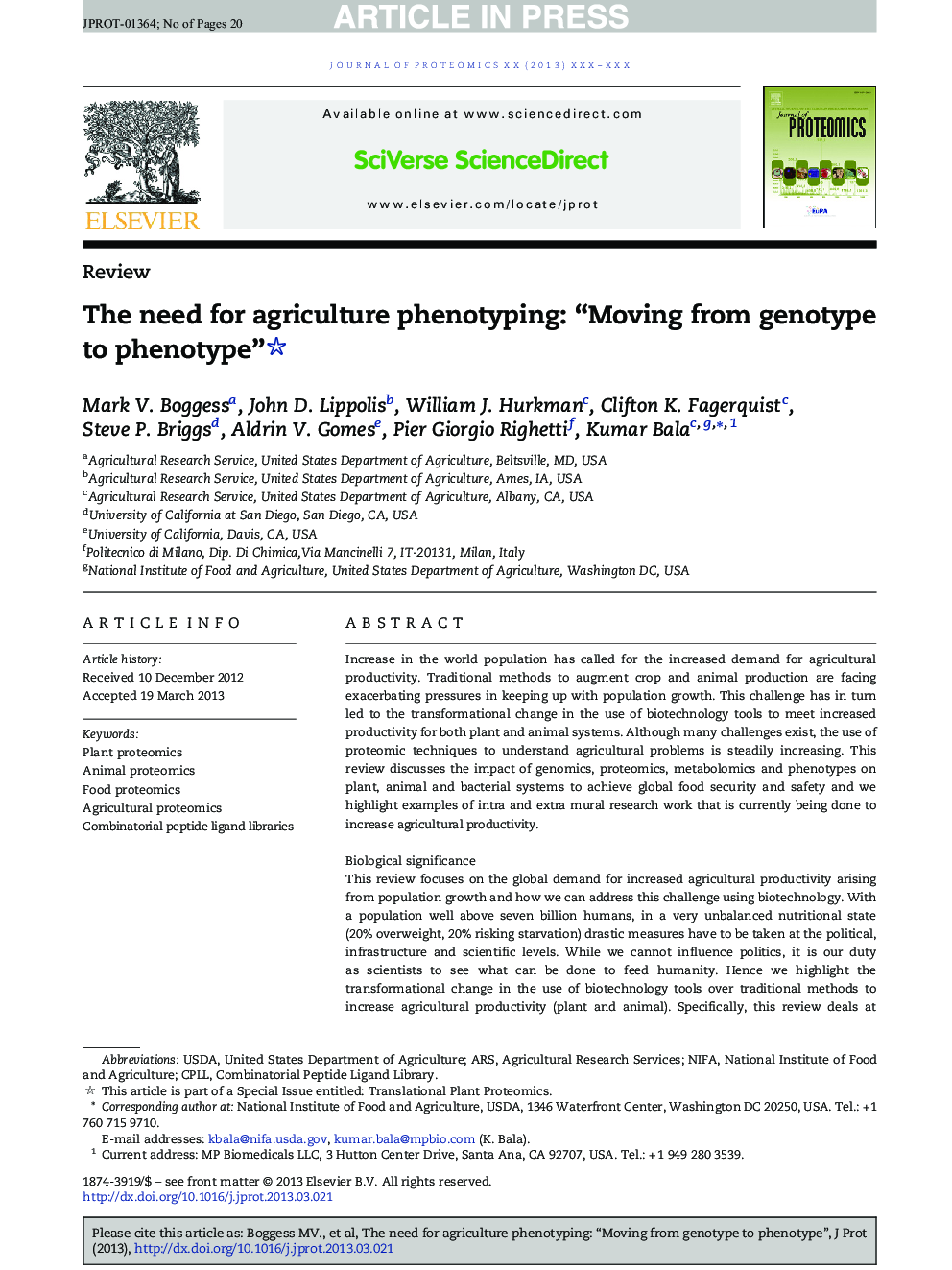 The need for agriculture phenotyping: “Moving from genotype to phenotype”