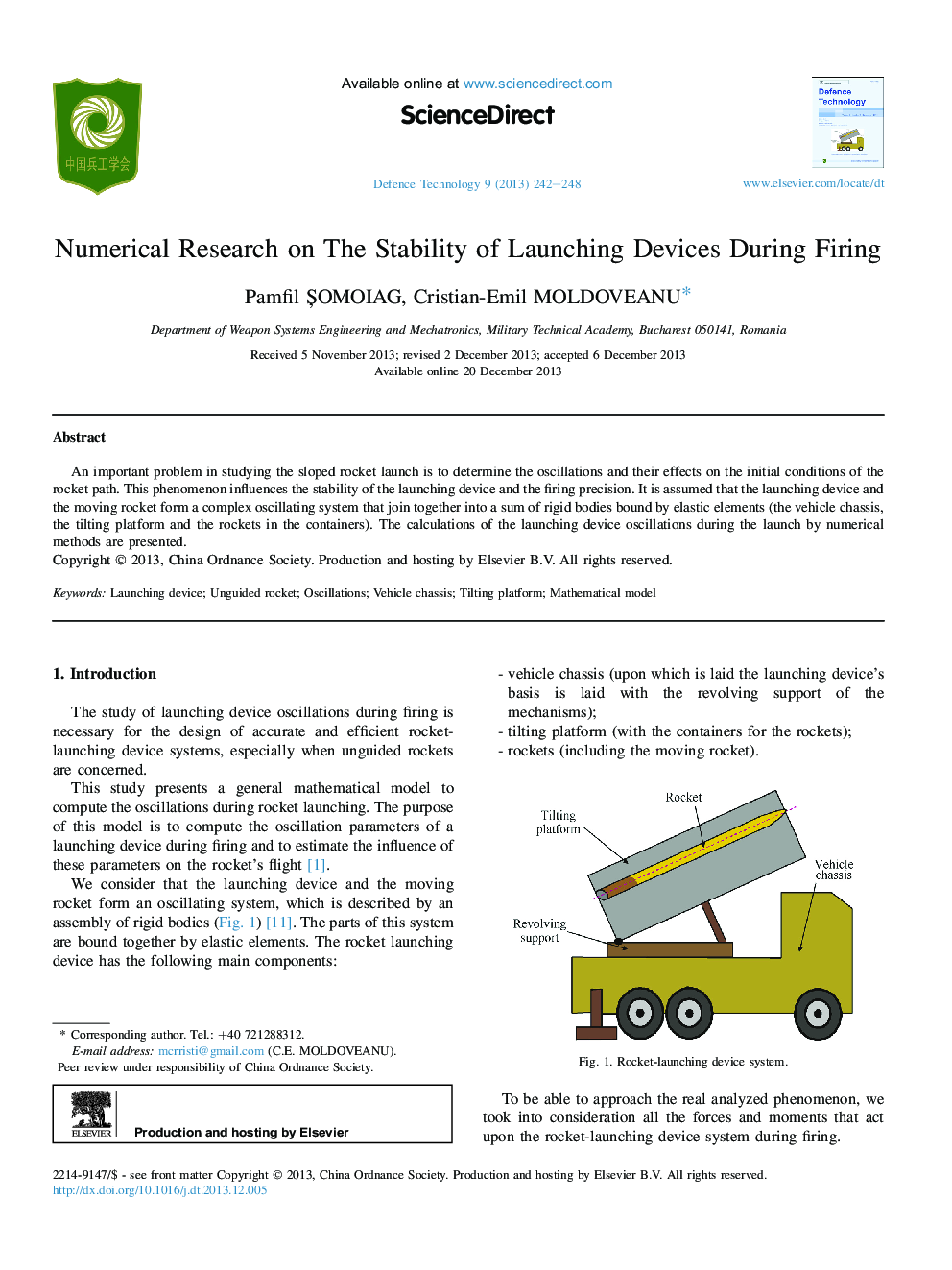 Numerical Research on The Stability of Launching Devices During Firing 