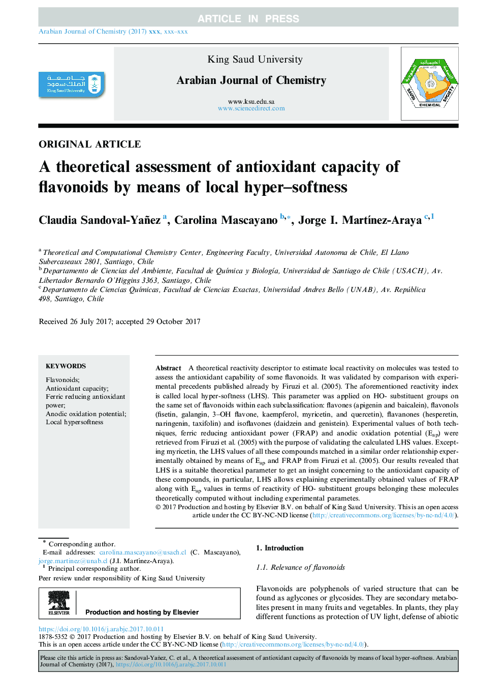 ارزیابی تئوری ظرفیت آنتی اکسیدانی فلاونوئیدها با استفاده از نرمی سطح محلی 