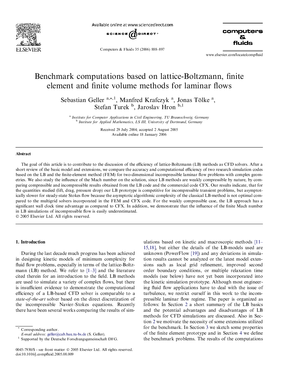 Benchmark computations based on lattice-Boltzmann, finite element and finite volume methods for laminar flows