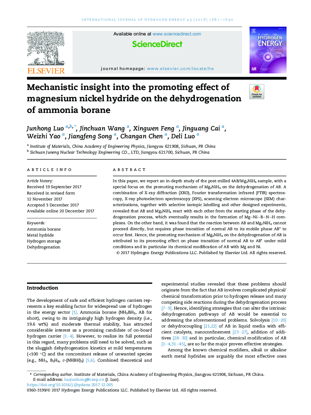 Mechanistic insight into the promoting effect of magnesium nickel hydride on the dehydrogenation of ammonia borane