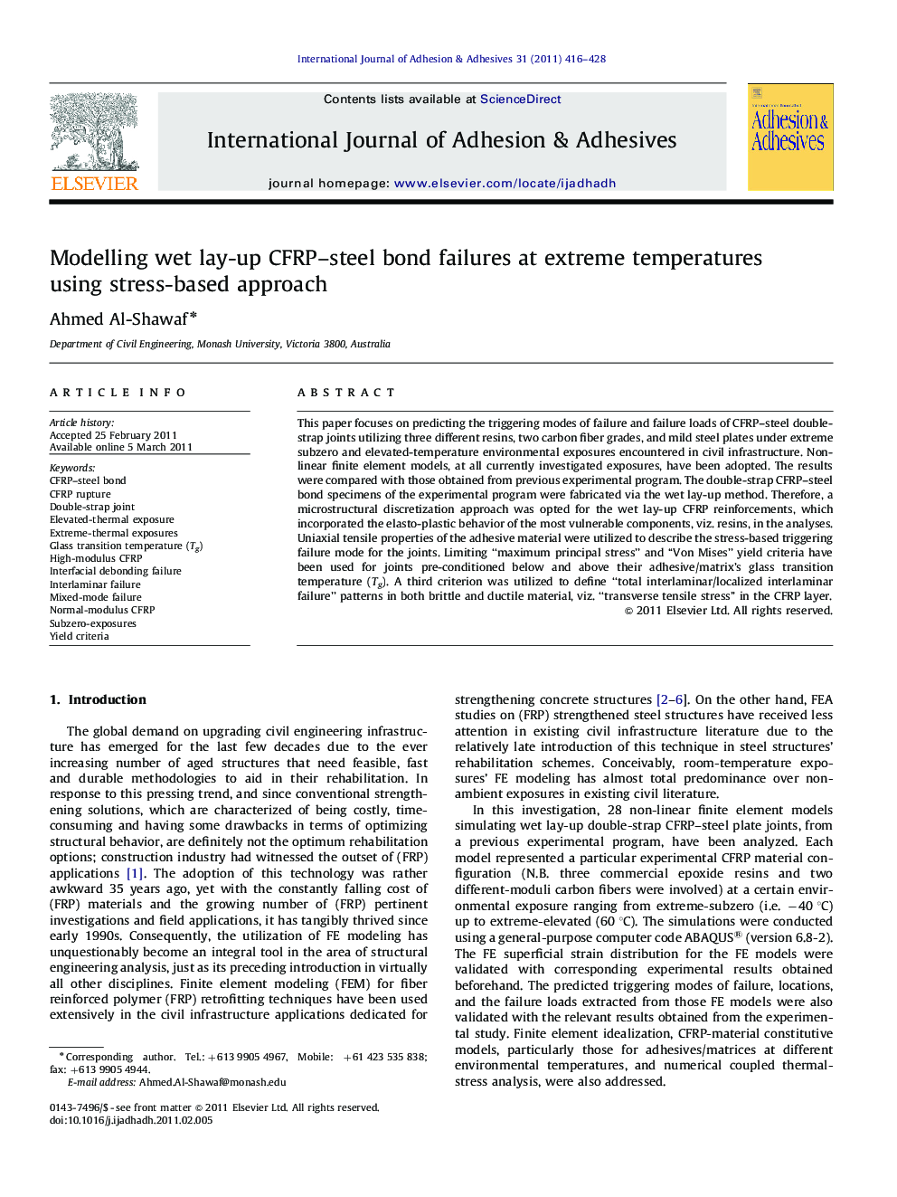 Modelling wet lay-up CFRP–steel bond failures at extreme temperatures using stress-based approach