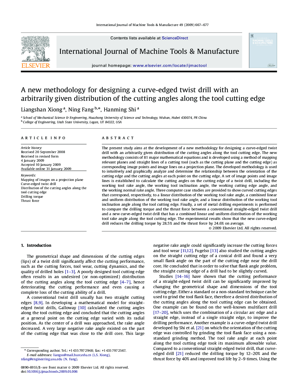 A new methodology for designing a curve-edged twist drill with an arbitrarily given distribution of the cutting angles along the tool cutting edge