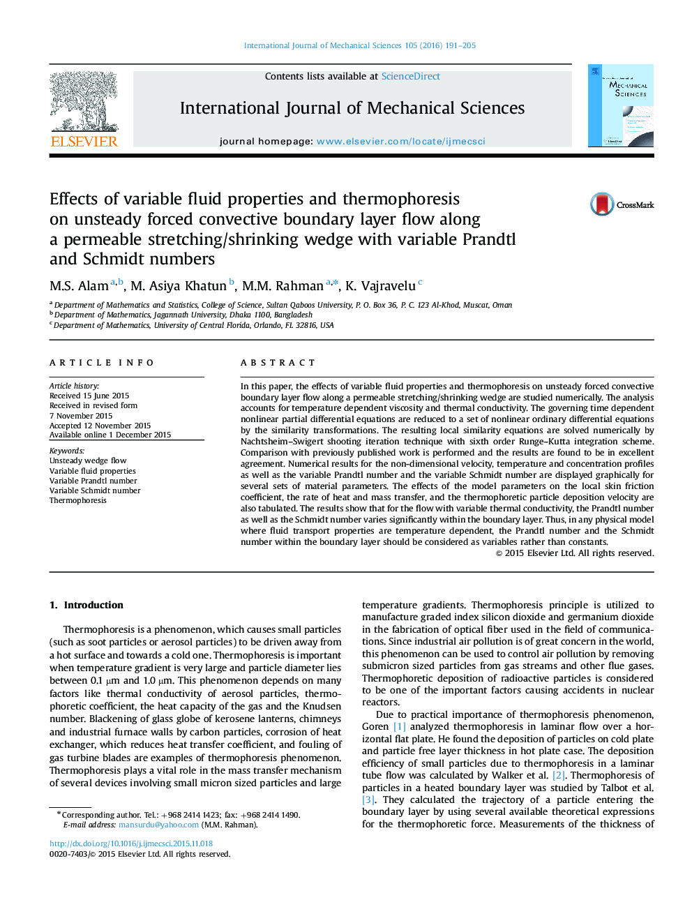 Effects of variable fluid properties and thermophoresis on unsteady forced convective boundary layer flow along a permeable stretching/shrinking wedge with variable Prandtl and Schmidt numbers