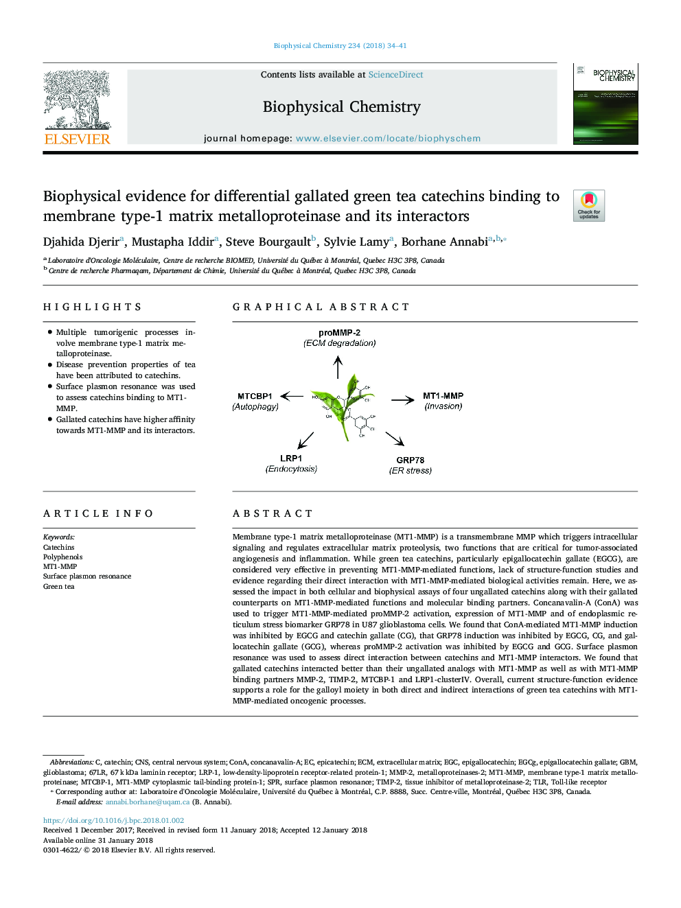 شواهد بیوفیزیکی برای کاکتیشین چای سبز دیابتی گالاته اتصال به متالوپروتئیناز ماتریکس نوع 1 و سازنده آن 