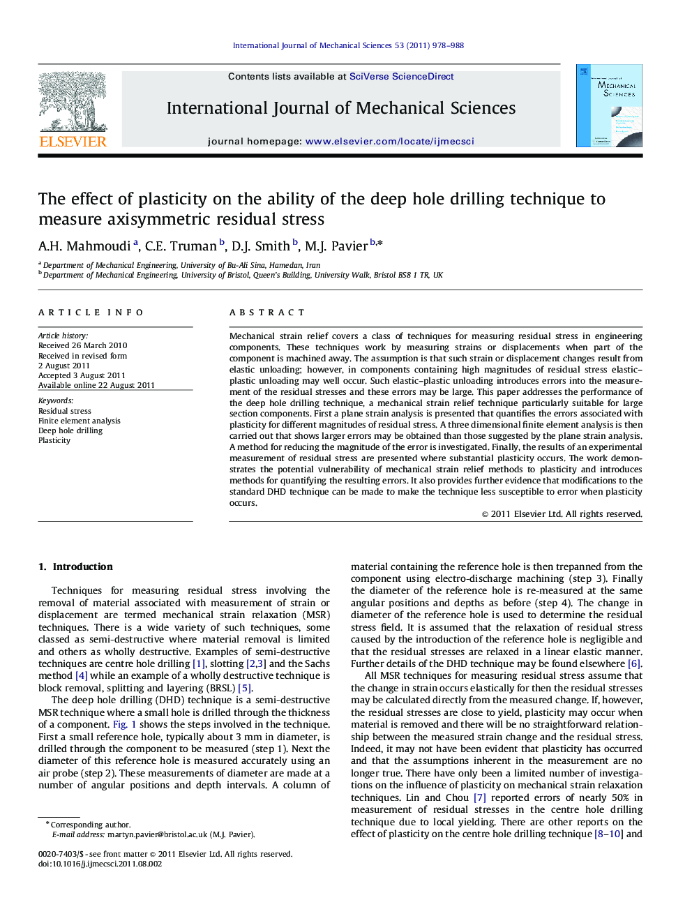 The effect of plasticity on the ability of the deep hole drilling technique to measure axisymmetric residual stress