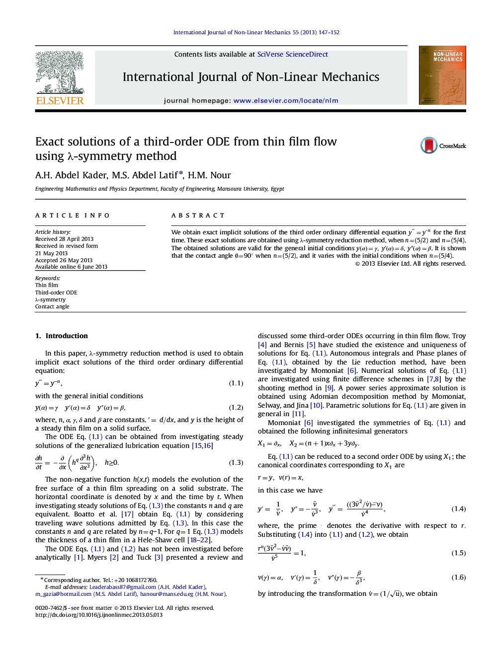 Exact solutions of a third-order ODE from thin film flow using λ-symmetry method