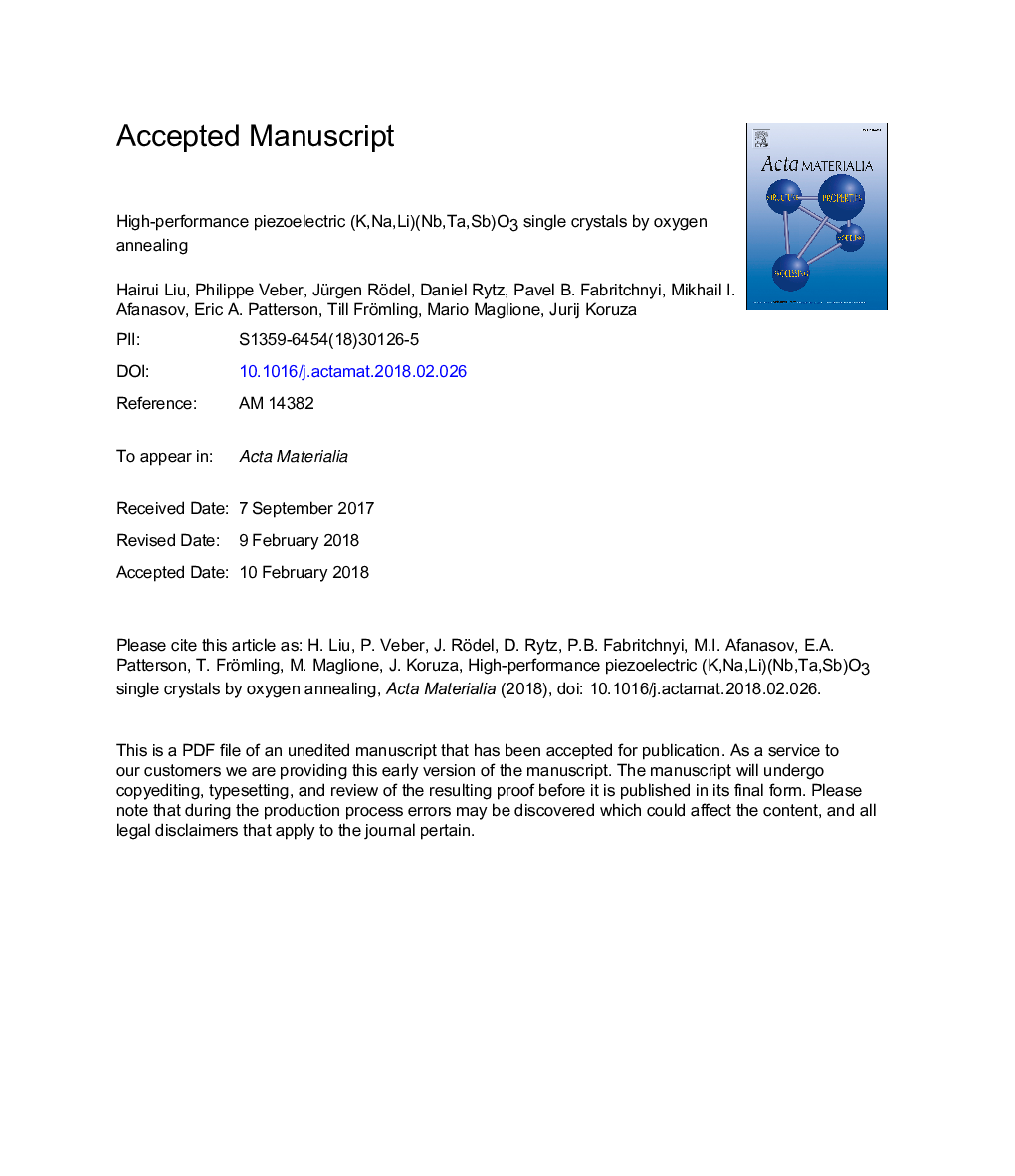 High-performance piezoelectric (K,Na,Li)(Nb,Ta,Sb)O3 single crystals by oxygen annealing