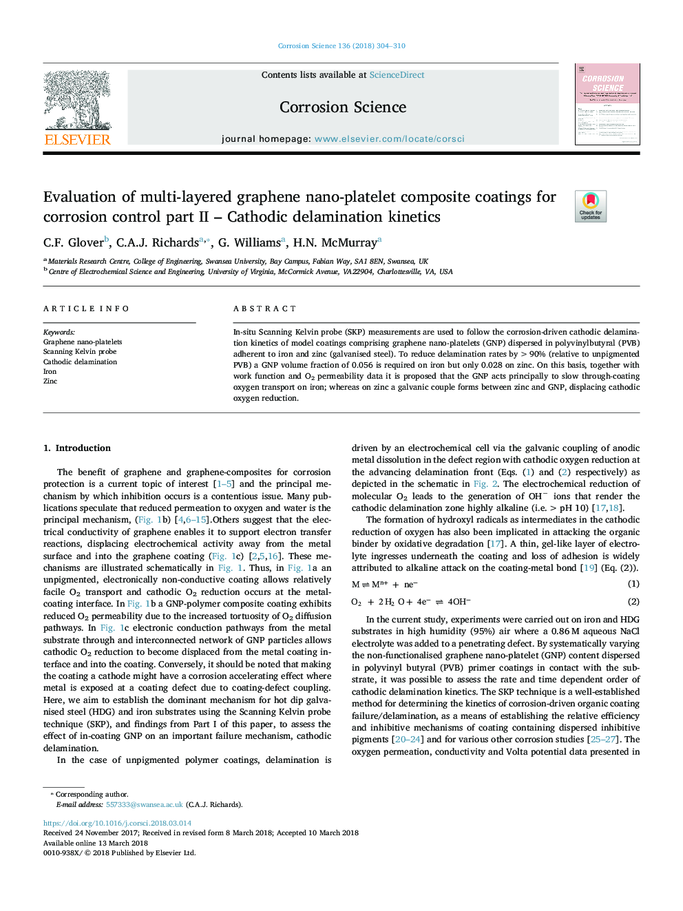 ارزیابی پوشش های کامپوزیتی نانو پلاکتی گرافن چند لایه برای کنترل خوردگی بخش دوم - سینتیک خواص کاتدی 