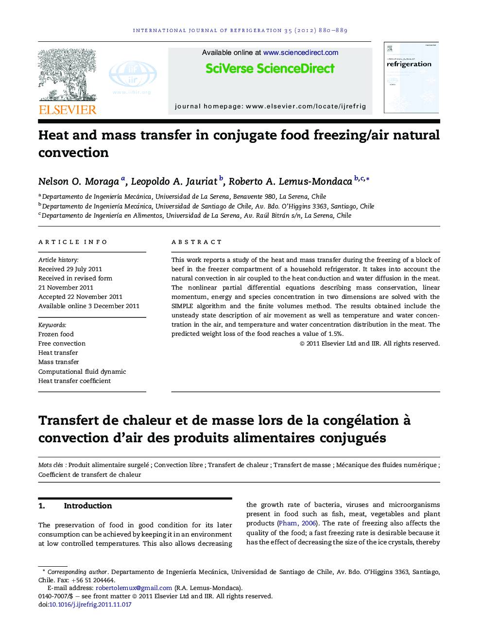 Heat and mass transfer in conjugate food freezing/air natural convection