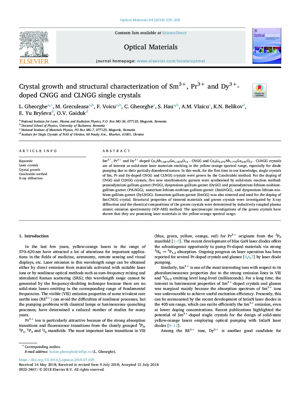 Crystal growth and structural characterization of Sm3+, Pr3+ and Dy3+-doped CNGG and CLNGG single crystals