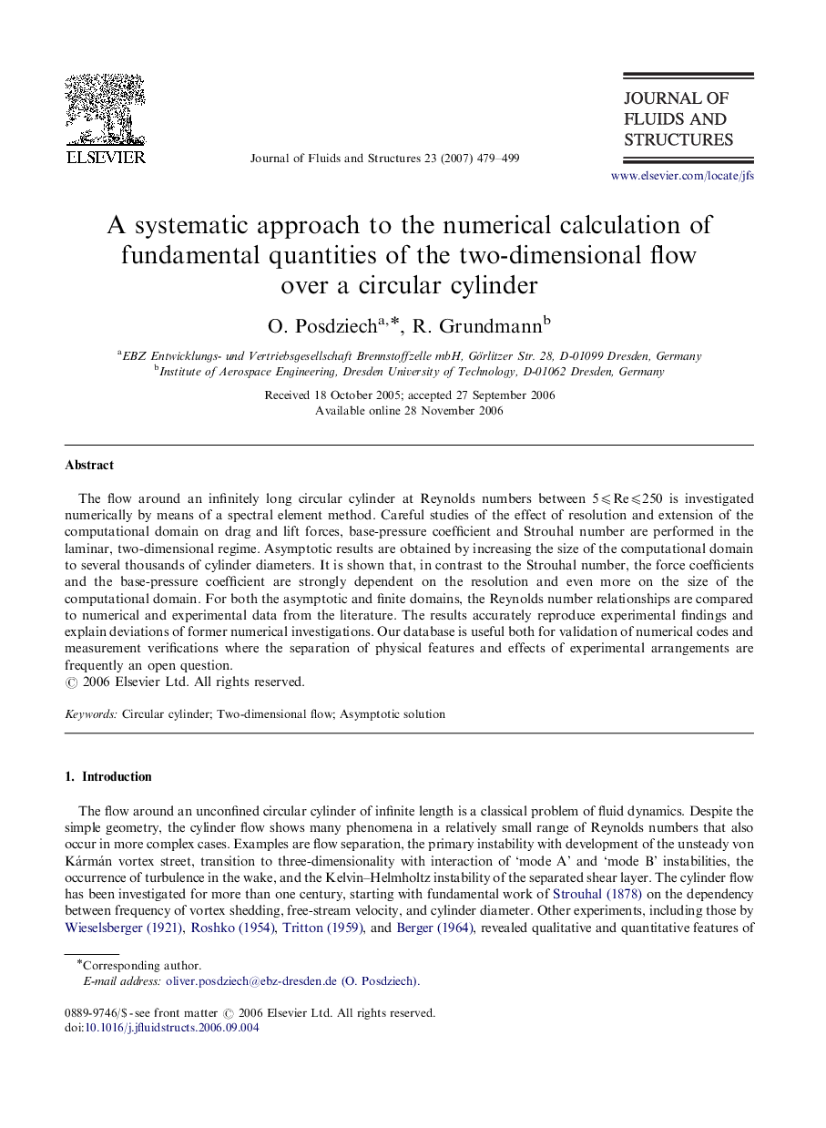 A systematic approach to the numerical calculation of fundamental quantities of the two-dimensional flow over a circular cylinder